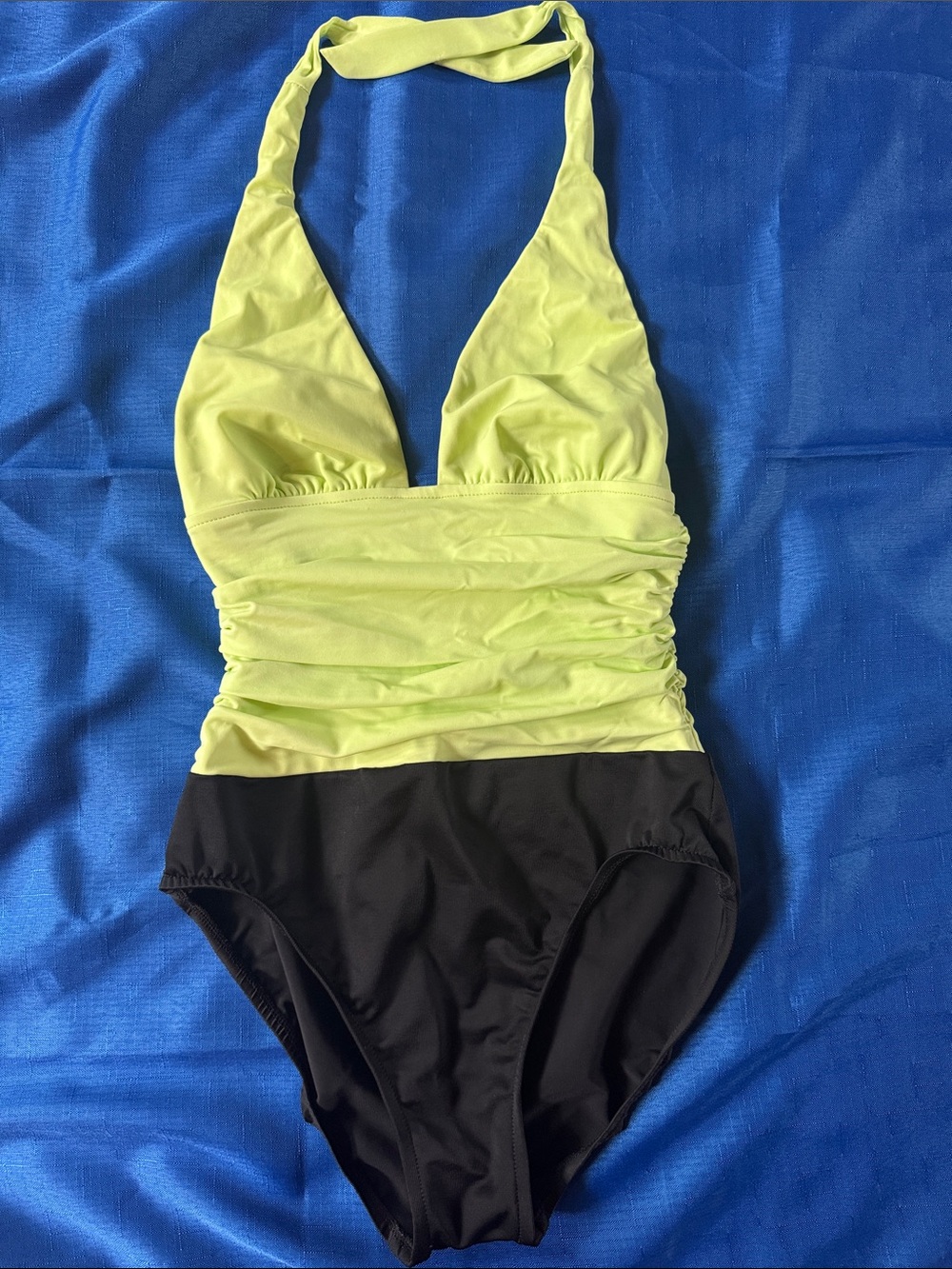 Miraclesuit Neon Lime Green and Black Colorblock One-Piece Swimsuit - Size 8